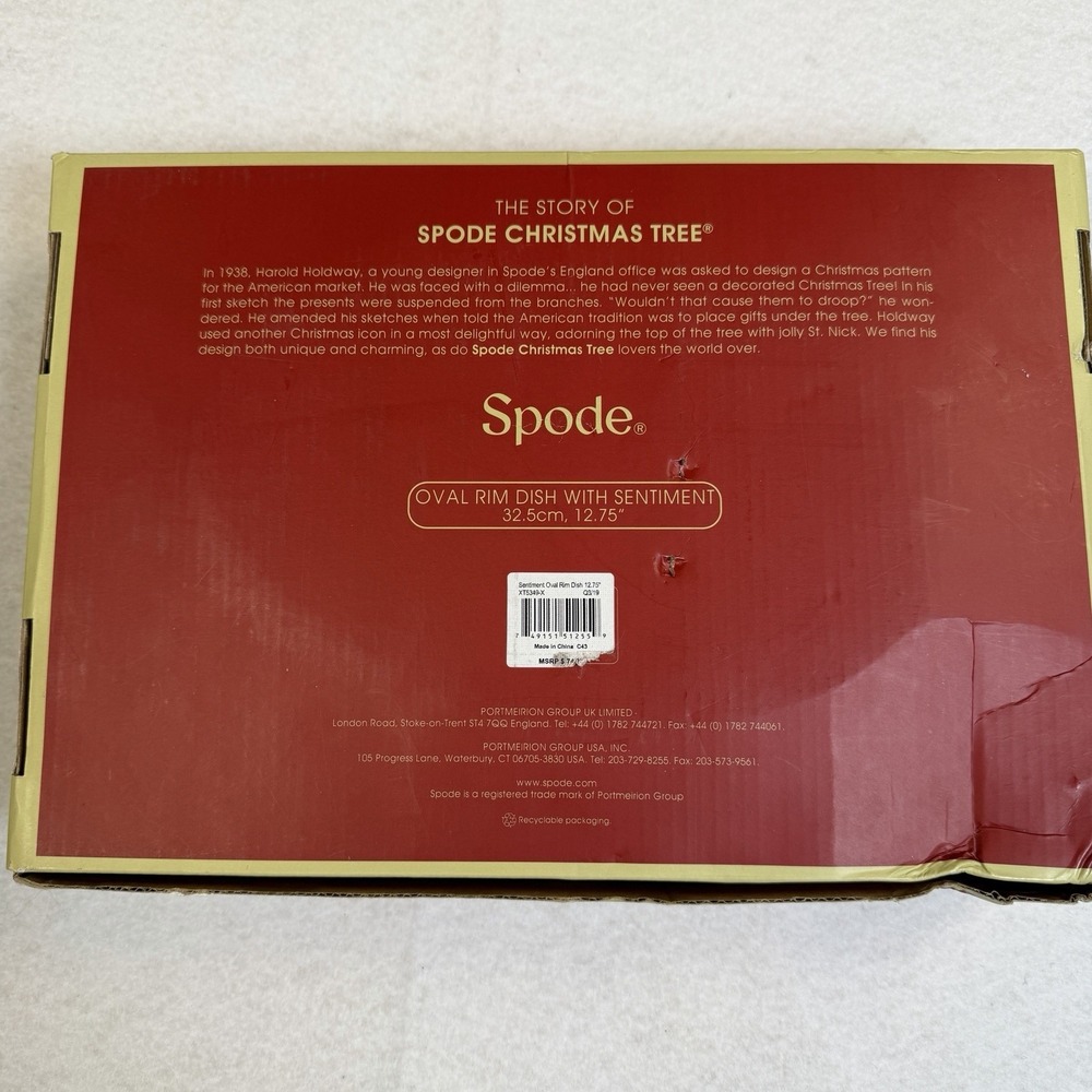 Spode Christmas Tree Sentiment Oval Rim Dish 12.75" Warms Our Hearts & Homes NIB - Picture 5 of 8